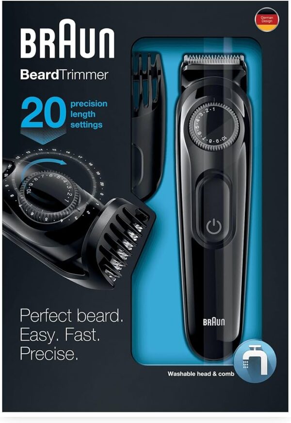 braun beardtrimmer 20 precision length settings